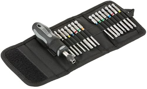 STROXX 1x Schraubendreher Bit Satz 17tlg. - Magnetisch - Quick Release Funktion - PZ/PH/Schlitz/Torx/Sechskant - in praktischer Gürteltasche mit Klettverschluss - Schraubenzieher - Werkzeuge