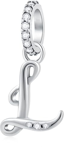 GLOWDAS Bokstavsberlocker initial A till Z halsband hänge, 925 sterling silver alfabetspärlor och ampersand & berlock passform europeiskt gör-det-själv-armband, gåvor till första mors dag/jul,