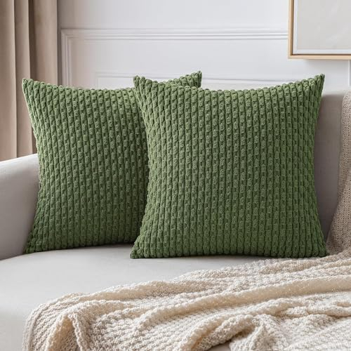 MIULEE Kordsamt Kissenbezug Kissenbezüge Dekorative Kissenhülle Moderne Sofakissen Dekokissen Couchkissen Zierkissen Weicher für Sofa Wohnzimmer Schlafzimmer 2er Set 50x50 cm Matcha Grün