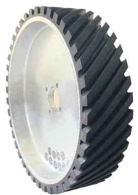 400 * 100 mm bandslipare kontakthjul räfflade gummipolerskiva Dynamiskt balanserad, ID 55 mm utan boss