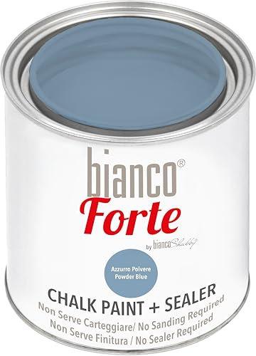 Bianco Forte - Powder Blue - (250ml) All-in-One Chalk Paint & Sealer: Most Durable Furniture, Cabinet, Wall & Door Paint – Fast Drying, Interior/Exterior, Matte Finish, Easy Application