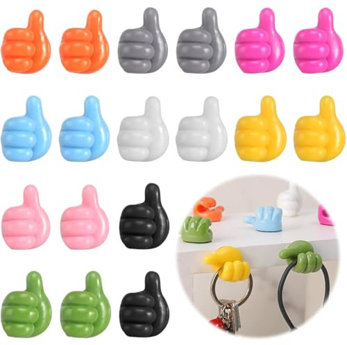 30 Pezzi Ganci Autoadesivi Parete per Pollice, Ganci Adesivi da Bagno, Porta Cavi, Organizer per Cavi, per Casa, Ufficio, Scrivania, Auto, Idea Regalo