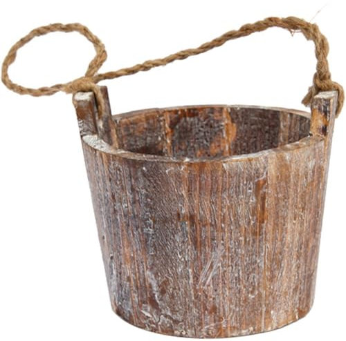 Pots De Fleurs Rustiques En Bois Avec Poignée, Seau À Whisky Avec Poignée, Pot De Fleurs, Pots De Plantes, Récipient D', Puits À Souhaits, Jardin, Arrière-cour, Décoration Intérieure Extérieure