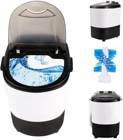 Mini lavatrice portatile con asciugatrice centrifuga, lavatrice compatta combinata con timer rotativo per casa, dormitorio, appartamento, camper, viaggi, esterni