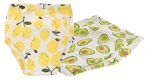 QUMIIRITY Pantalones De Entrenamiento Transpirables Para Ñiño, Ropa Interior Para Aprender a Ir Al Baño, Talla 110, 2 Piezas (limón y Aguacate), Absorbentes y Lavables Para Niños Pequeños
