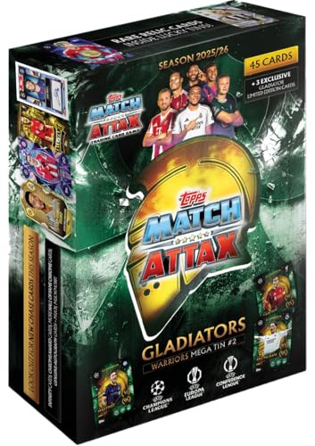 Topps UCC Match Attax 2025/26 - Mega Tin - Warriors - enthält 45 Match Attax-Karten Plus 3 Exklusive Gladiators LE-Karten.