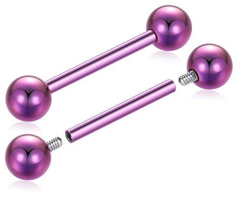 AROWRO 14 g bröstvårta stänger bröstvårta piercing smycken tungstänger tungpiercing internt gängade ringar för bröstvårta bro piercing smycken titan