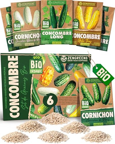 ZenGreens® - Set di Semi di Cetriolo bio (6 pezzi) - 6 Semi di Cetriolo per Coltivazione Facile in Giardino, Balcone o Serra - Semi da Piantare - Sementi