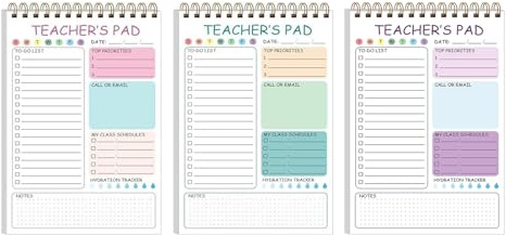 Confezione da 3 quaderni per insegnanti, 50 fogli senza data, agenda giornaliera per lista di controllo e scrittura per uso in aula e pianificazione delle attività
