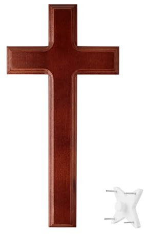 ZYDYRX Cruz de pared católica de madera de 32 cm Jesús Cruz cristiana regalo para confirmación nacimiento comunión bautizo fiesta de Pascua