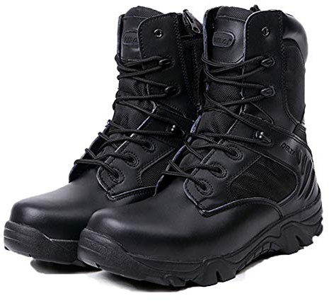 LiliChan Uomo Stivali Tattici Delta Zip Laterale Militare Lavoro 8 Pollici Esercito Scarpe (44, Nero)