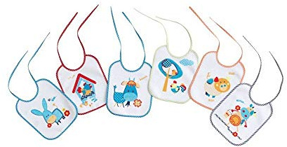 Interbaby 00133 - Pack de 12 baberos de rizo plastificado 25x30, unisex