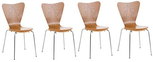CLP Set 4 Sedie Impilabili Calisto in Legno E Metallo I Sedie Conferenza Salvaspazio I Sedia Classica Riunioni Alt. 45 CM, Colore:Quercia