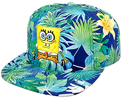 Spongebob Squarepants Cappellino da Baseball, Cappello Regolabile con Visiera Curva Tropicale, Blu e Verde, Taglia Unica, Multi, Taglia Unica