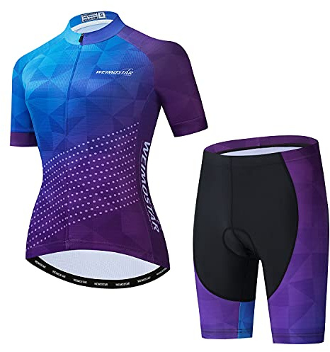 JPOJPO Dam cykeltröja set cykel kortärmad passar t-shirt reflekterande + 5D vadderade shorts toppar
