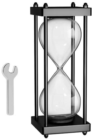 Empty Hourglass Fillable, 10 Inch Large Black Wooden Frame DIY Sand Timer, Unity Sand Hourglass for Wedding Ceremony Set, Without Sand Clock, Antique Hour Glass Sandglass for Desk Home Office Decor