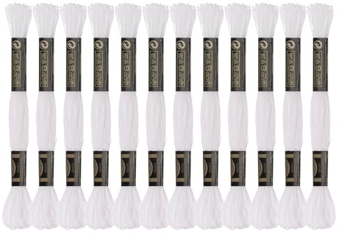 sourcing karta 12 trådar broderigarn à 8 m av egyptisk långfiberbomull för broderiprojekt och armband, vit