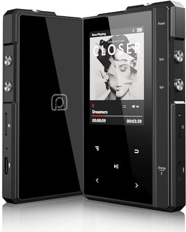 Hardware-Decode DSD512 Reproductor HiFi MP3 con Bluetooth, Reproductor de Audio Digital de Alta Resolución sin Pérdidas, Reproductor de Música HiFi DSD512 con Tarjeta SD de 64GB, Soporta hasta 512GB