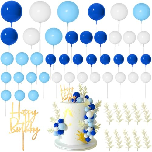 MIAHART Ball Cake Toppers Boho Grass Cake Topper Ball Cake Insert Decoration for Birthday Wedding Baby Shower Party Decorations Boho Themed Party Supplies（53pcs）