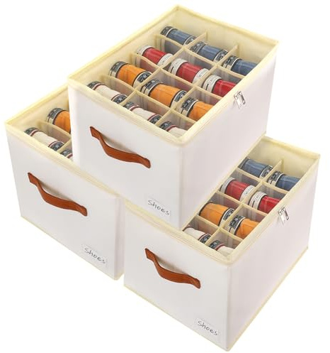 Patinao - 3 unidades de organizador de zapatos, zapatero, 36 celdas, apilable, ahorro de espacio, organizador de zapatos para armario, zapatero