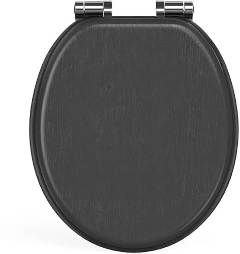 Pipishell O-förmiger Klodeckel mit Absenkautomatik Holz und glatten Metallscharnieren, MDF-Toilettendeckel mit langsamer Schließung, einfache Montage und Reinigung, passend für die meisten Badezimmer