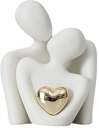 Generico Cast Iron Couple Statue | Scultura romantica in ceramica Premium | Accenti estetici per soggiorno, libreria e camera da letto | Decorazione elegante per casa di coppia