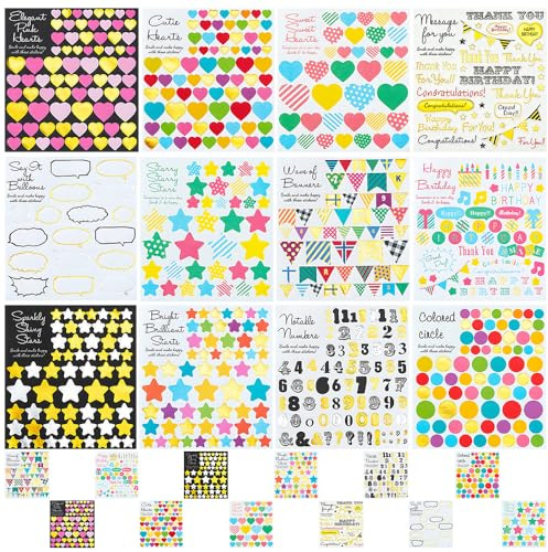 ZSUIQIN 24 Piezas Pegatinas Para Álbumes De Recortes, Pegatinas Para Libros, Pegatina Agenda Para Calendarios, Accesorios De Diario, Para Álbumes De Recortes, Diarios,Calendario(12 Estilos, Coloridos)