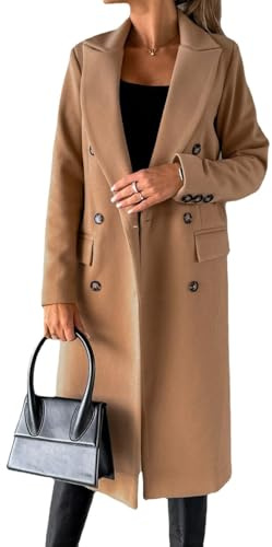 LIUYUYOUGO Abrigos Mujer Invierno Abrigo Largo De Lana Para Mujer Ideal Para Otoño E Invierno. Gabardina Cruzada Elegante Y Sofisticada. Mezcla De Lana. Abrigo Tipo Marinero Con Solapa. Chaqueta Ti