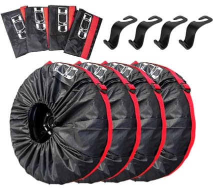 Abiyou 4 Pezzi Copertura della Ruota di Scorta, 19-23 Pollici Borse per Pneumatici Auto con Manico, Invia Ganci Poggiatesta Auto, Auto Ruota Copertura, per Rimorchio,Camper,Camion,SUV(Diametro 80CM)
