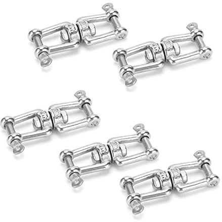 RASTKY Accessoires de Gréement pour Crochets Pivotants à Double extrémité en Acier Inoxydable, Boucle de Chaîne Anti-nœuds pour Câbles et Chaînes en Acier, 5 Crochets Compacts et Petits avec une