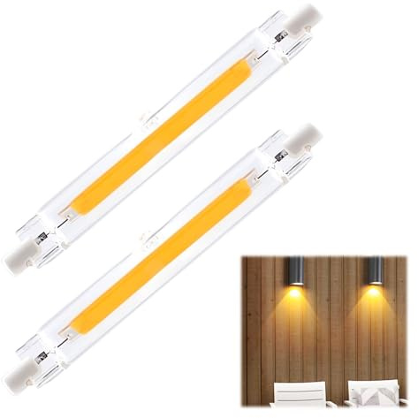Ampoule R7S LED 118mm, 2 pièces R7S LED 118mm Dimmable, R7S LE D 118 mm, Sans Scintillement,Blanc Chaud 3000K 1000LM,AC 220-240V,Éclairage à Faisceau 360°
