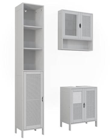 Vicco Juego de Muebles de baño de 3 Piezas Liora, Blanco, 48 cm