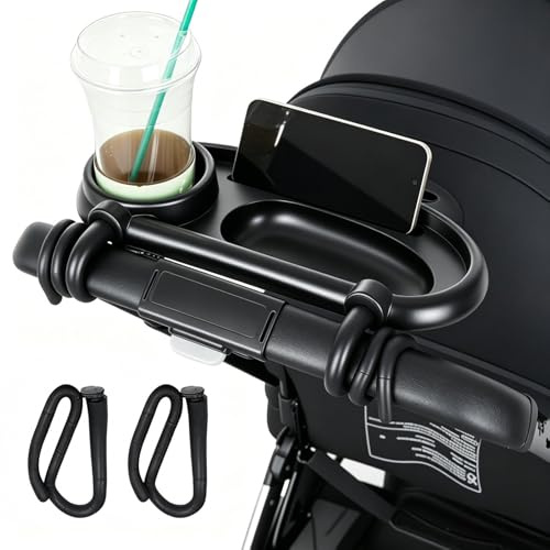 Bandeja para cochecito de bebé, bandeja para aperitivos 3 en 1, soporte para cereales, cochecito con clip ajustable, soporte para bebidas y portaaperitivos