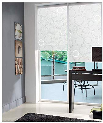 Générique MADECOSTORE Store Enrouleur tamisant Rond Crayonné - Blanc - L84 x H190cm