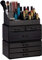 Relaxdays Contenitore per Cosmetici a 6 Cassetti, 22 Scomparti, Make Up Organizer, Porta-Trucchi, Acrilico, Nero, Confezione con 6 pz
