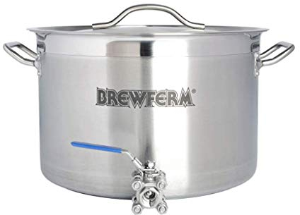 Brewferm® Braukessel 20L mit Kugelhahn - Edelstahl, geeignet für alle Herdarten, ergonomische Griffe, verstärkter Schüttrand, Bier brauen