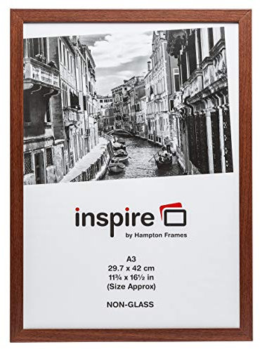 Hampton Frames | Cornice Poster Munich A3 30x42cm, Effetto Legno Scuro | Clip Metallo, Montaggio Parete, Verticale/Orizzontale | Per foto, certificati, casa, ufficio