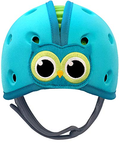 SafeheadBABY Preisgekrönter Säuglingsschutzhelm, Babyhelm zum Krabbeln, Gehen, ultraleichter Baby-Kopfschutz, erweiterbare und atmungsaktive Kopfschutzhelme für Kleinkinder – Eulenblau