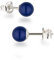 Schöner-SD Damen Ohrstecker 925 Silber mit runden Perlen Kugeln 6mm blau
