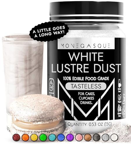 MONÉGASQUE White Edible Glitter for Drinks & Cakes, Lustre Dust, 15g | White Edible Lustre Dust for Halloween Cocktails, Cakes & Party Drinks - Kosher, Halal, Vegan, Tasteless
