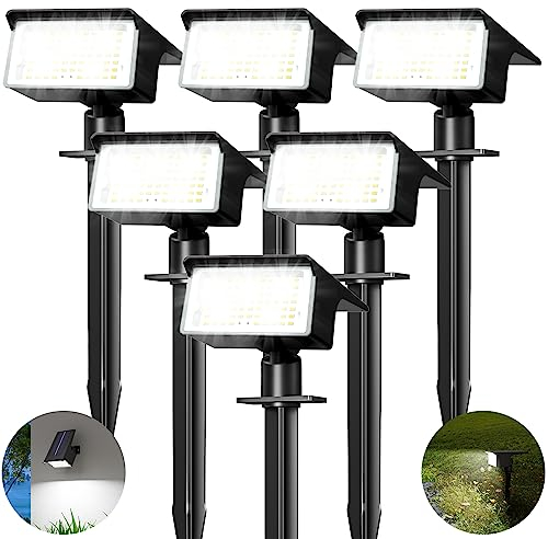 nipify Solarstrahler für Außen [6 Stück/75LED/4 Modi] Solar Gartenleuchten für Außen IP67 6500K LED Solar Strahler Außen Solarlampen für Außen Garten,Baumstrahler, Weg, Hof, Garage, Kaltes Weiß