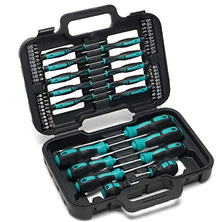 OVERMUST Juego Destornilladores Magnéticos Precisión - 58 Piezas - de Corte, Transversal, Torx - Perfectos para Actividad Bricolaje y Reparación Dispositivos como Ordenador Portatil, Tableta etc.