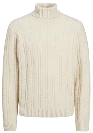 JACK & JONES Jprblatrent Knit Cable Roll Neck BF Maglione Lavorato a Maglia, Sabbia Estiva. Dettagli: Melange, M Uomo