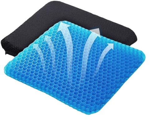 Orthopaedic Gel Seat Cushion,Non-Slip Pillow Back Support Cushion,Sciatica Tailbone Pain Relief,Honeycomb Coccyx Cushion with Cloth Cover,Gel Orthopaedic Ergonomic Cushions for Home Office (45cm)