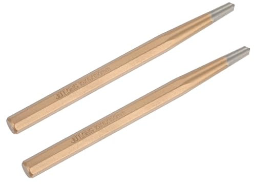 M METERXITY 2-Pack Center Punch 6mm Shank Point, 10x150mm Alloy Steel Center Punch Tool, Impact Resistant Metal Punch Center for Mark/Drilling/Punching/Scribing/Locator/Starting Nail [Golden]