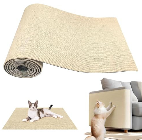 Tiragraffi Divano per Gatti, 200 x 40 cm Salva Divano Graffi Gatto, Tiragraffi Adesivo, DIY Tappetino Tiragraffi Autoadesivo per Gatti, per Divano, Mobili e Pareti