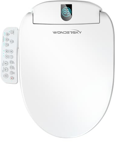 WONDERSKY Elongated Bidet Toilet Seat, Smart Heated Toilet Seat with Warm Water and Dryer, Soft Close Bidet Seat with Adjustable Temperature, Stainless Steel Nozzle