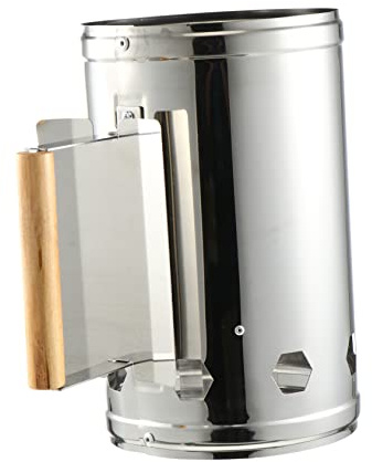 ORFOFE 1pezzi Ciminiera Accendifuoco per Carbonella Barbecue in Resistente Accensione Veloce Aria Multipli per BBQ Esterno Antiruggine e Sicura con Protezione da Scottature