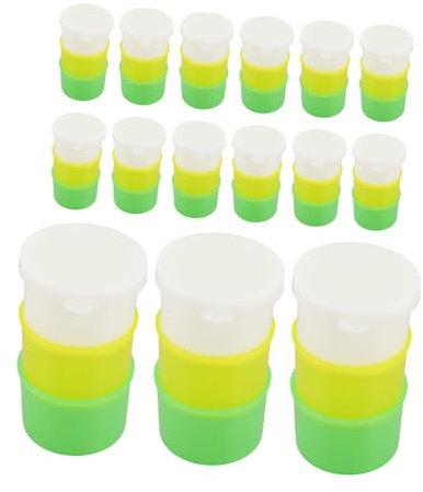 WATIIFUFU 15 Uppsättningar Återanvändbara Medicinkoppar med Lock Stapelbara Plastdoskoppar för Morgon Middag och Färgkodade för Noggrann Tablett Vätskemätning vid Återanvändbar