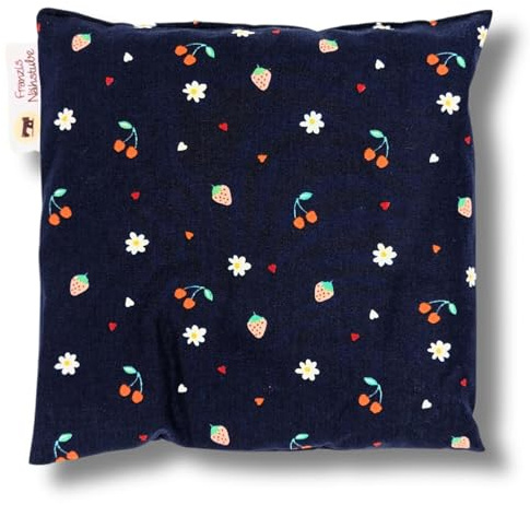 Franzis Nähstube 20x20cm Cojín de cerezo negro en 100% algodón I Almohada de cerezo 20x20 para microondas I Almohadilla térmica, Cojín de cerezo, Almohada cervical
